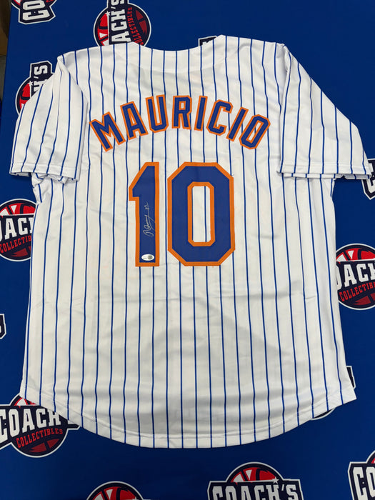 Ronny Mauricio Autographed CUSTOM NY Mets Pinstripe Jersey (JSA)