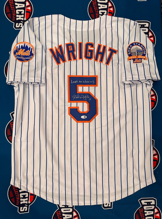 David Wright Autographed NY Mets CUSTOM Pinstripe Jersey with Last Wear #5 Inscription (JSA)