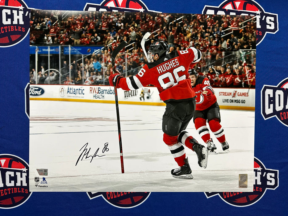 Jack Hughes Autographed 16x20 1st NHL Goal Photo (Fanatics)