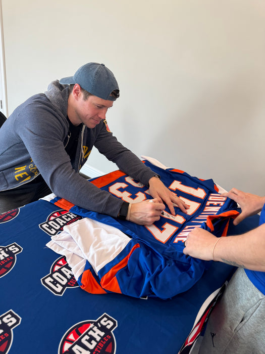FRAMED Cal Clutterbuck, Matt Martin & Casey Cizikas TRIPLE Autographed CUSTOM NY Islanders Identity Line Jersey (JSA)