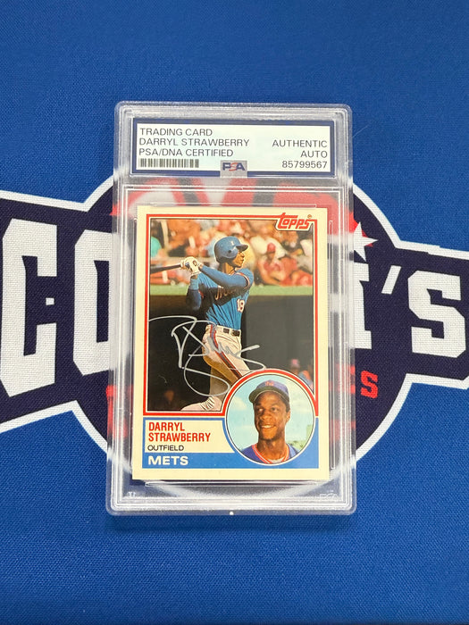 Darryl Strawberry Autographed 1983 Topps Traded Slabbed Rookie Card #108T (PSA Slab)