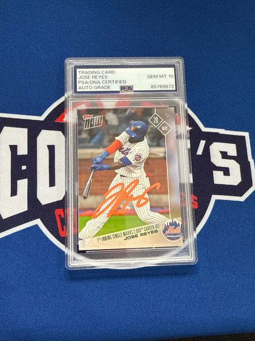 Jose Reyes Autographed 2017 Topps Now #170 Trading Card GEM 10 Auto (PSA SLAB)