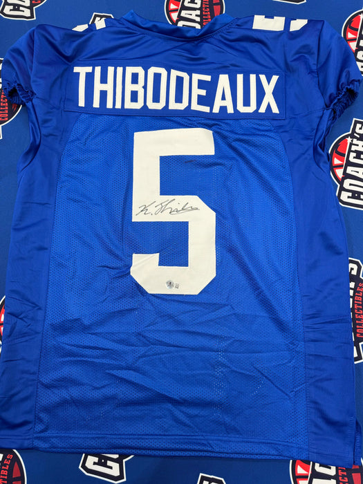 Kayvon Thibodeaux Autographed NY Giants CUSTOM Pro Player Cut Blue Home Jersey (Beckett)