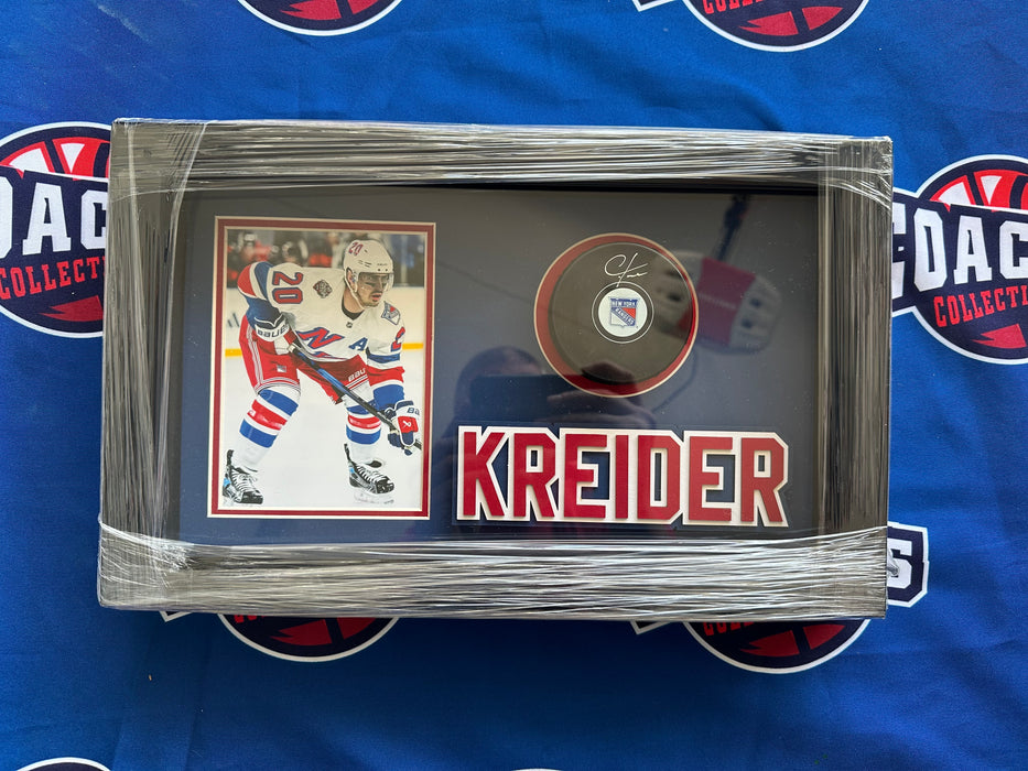 Chris Kreider Autographed Puck in 13”x8” Custom Shadowbox Display (Beckett)