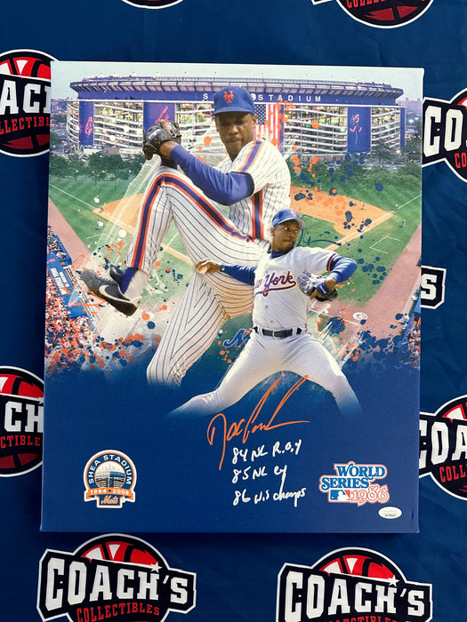Dwight "Doc"Gooden Autographed 16x20 Custom Canvas with Multi Insc (JSA)