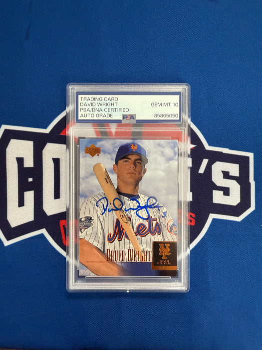 David Wright Autographed 2001 Upper Deck Rookie Card Gem Mint 10 Auto (PSA SLAB)