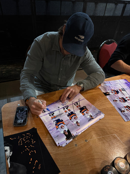 Cal Clutterbuck, Matt Martin & Casey Cizikas TRIPLE Autographed 11x14 Photo (JSA)