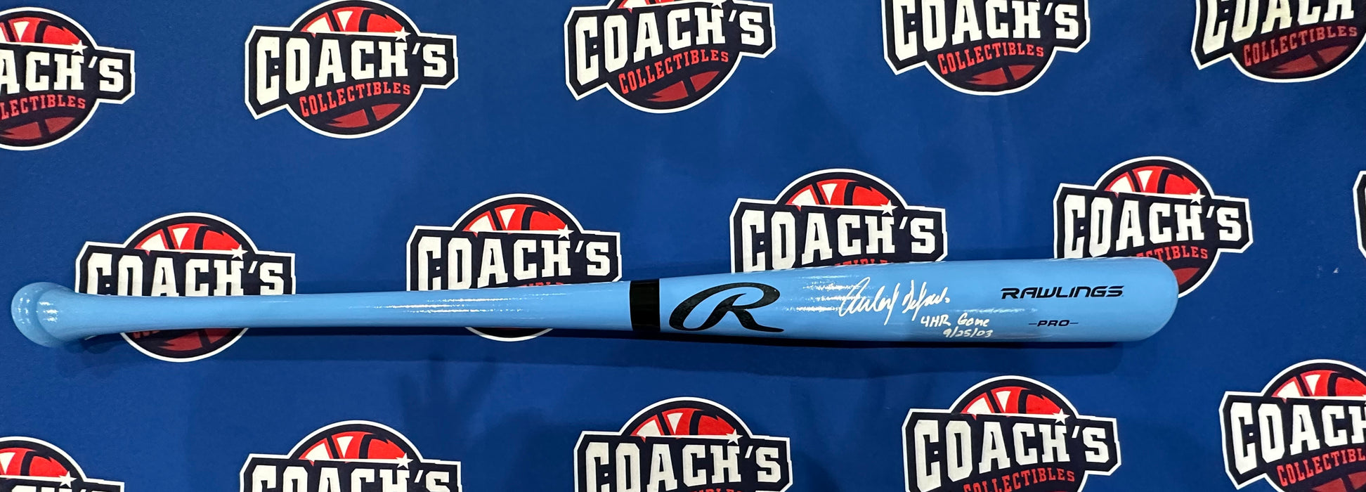 Carlos Delgado Autographed Blue Fathers Day Rawlings Bat with 473 HR (JSA)