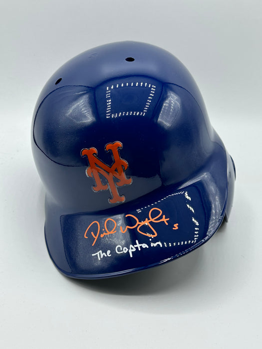 David Wright Autographed FS Blue NY Mets Authentic Batting Helmet with The Captain Inscription (JSA)
