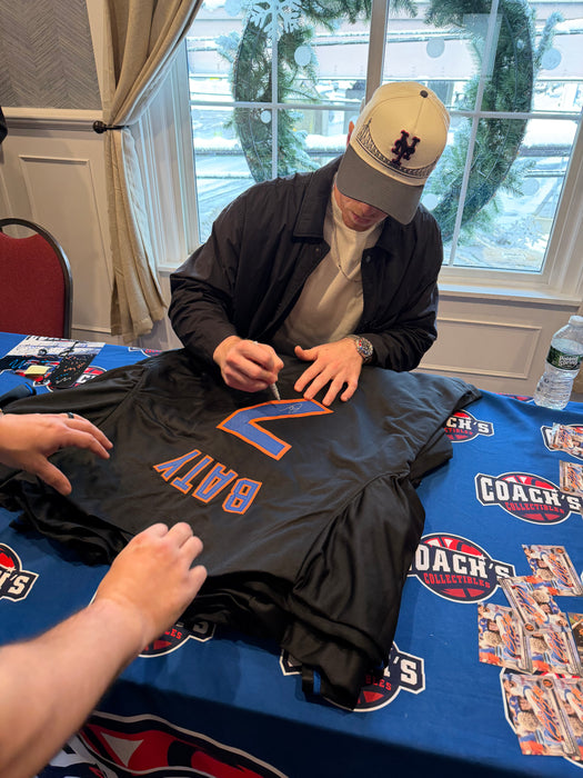 Brett Baty Autographed CUSTOM NY Mets 2025 Style Black Jersey (JSA)