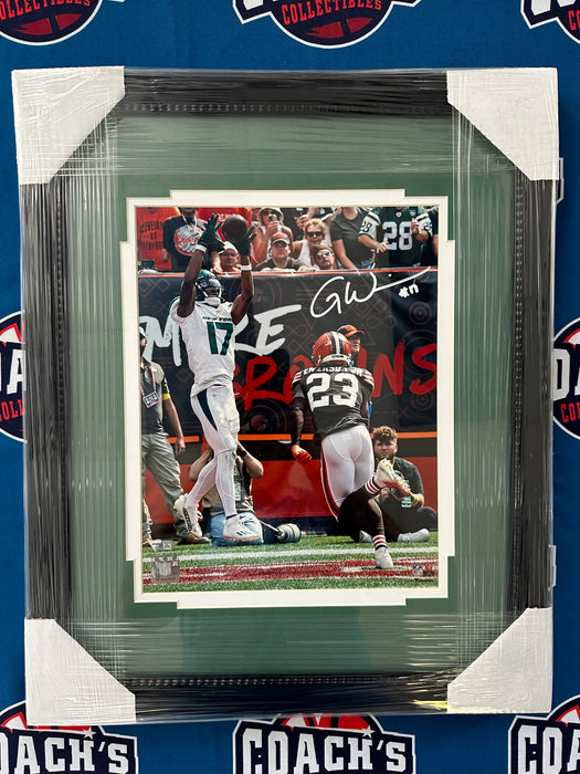 FRAMED Garrett Wilson Autographed 11x14 1st Career TD Catch Photo  (Fanatics)