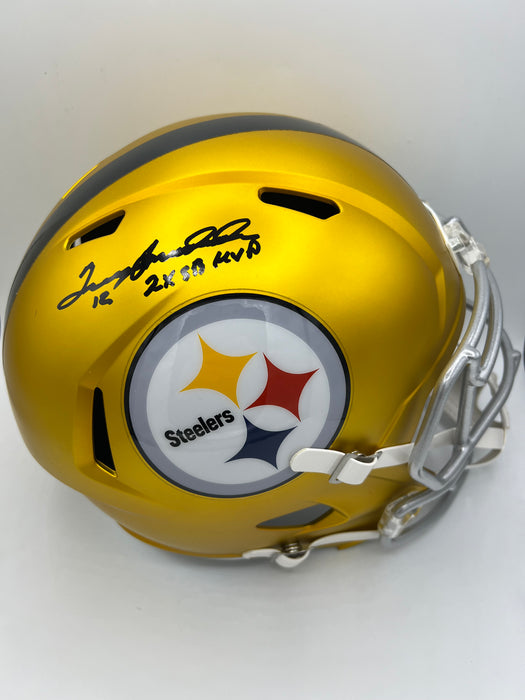 Terry Bradshaw Autographed Pittsburgh Steelers Full Size Blaze Helmet with 2x SB MVP (Beckett)