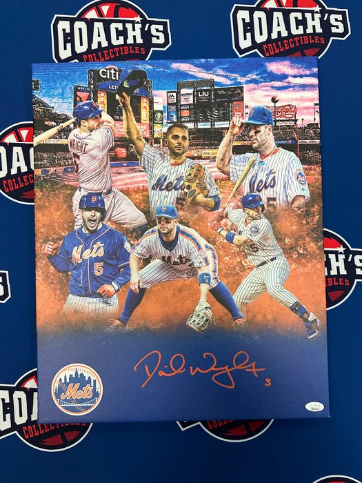 David Wright Autographed 16x20 Custom Graphic Wrapped Canvas (JSA)