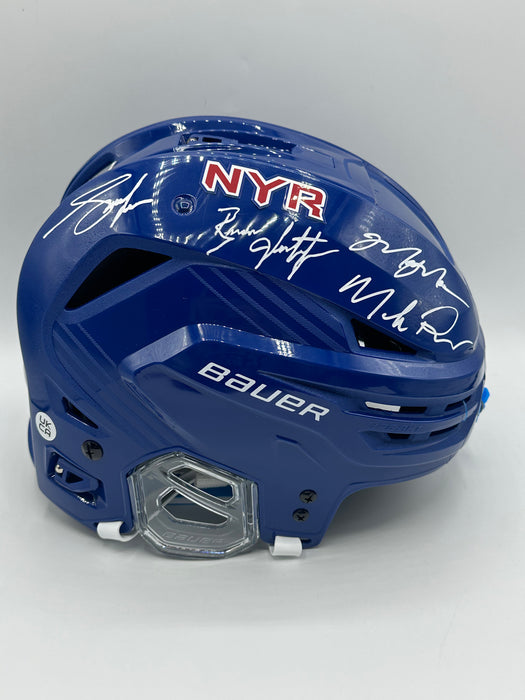 Mark Messier, Brian Leetch, Mike Richter, Adam Graves QUAD Signed FS Bauer Helmet (Beckett)