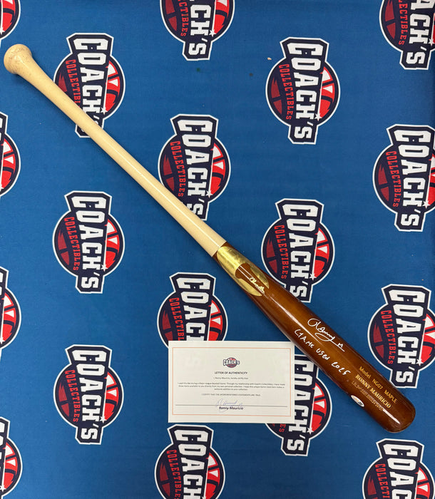 Ronny Mauricio Autographed GAME USED Bat from 2025 Season w/ Inscr (JSA)