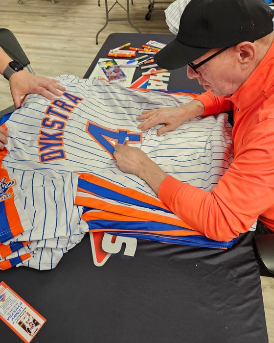 Lenny Dykstra Autographed CUSTOM NY Mets Jersey w/ 86 WS Champs Inscription (JSA)