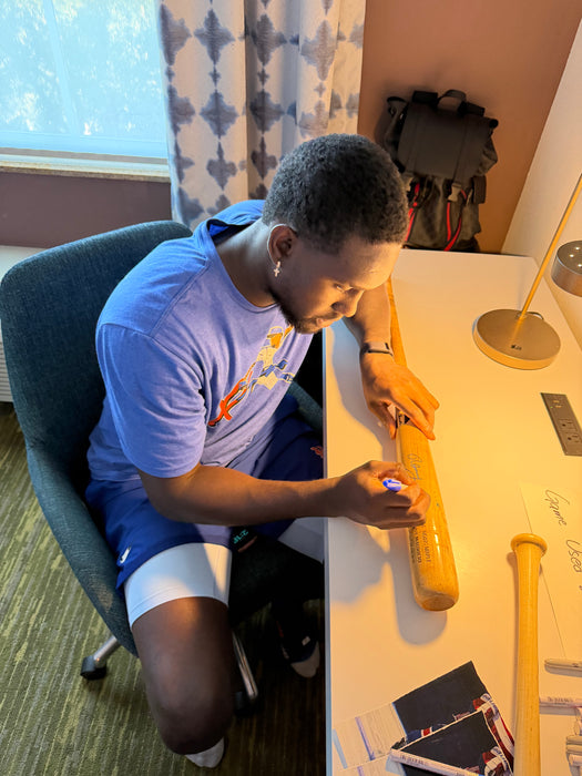 Ronny Mauricio Autographed GAME USED Bat from 2025 Season w/ Inscr (JSA)