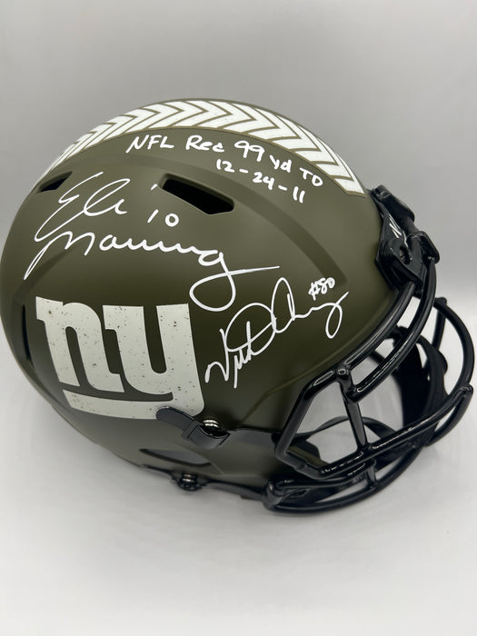 Eli Manning & Victor Cruz DUAL Autographed NY GIants Salute to Service Speed Replica Helmet (Fanatics)