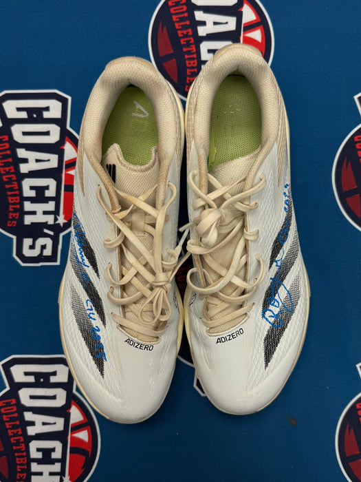 GAME USED Ronny Mauricio Autographed PAIR of Adidas Cleats w/ GU 2025 Inscription (JSA)
