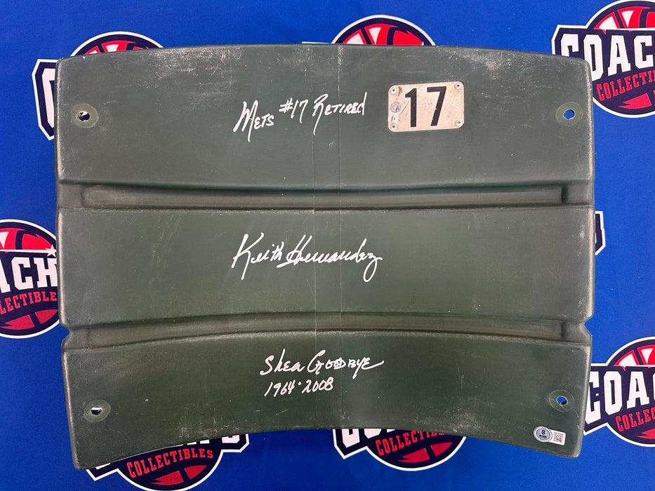 Keith Hernandez Autographed Shea Stadium Authentic Green Seat Back w/ 2 Inscr (Beckett)