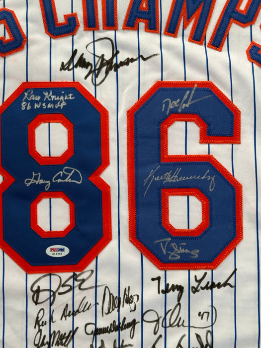 1986 NY Mets TEAM SIGNED Pinstripe Custom Jersey w/ 33 Signatures (PSA Letter)