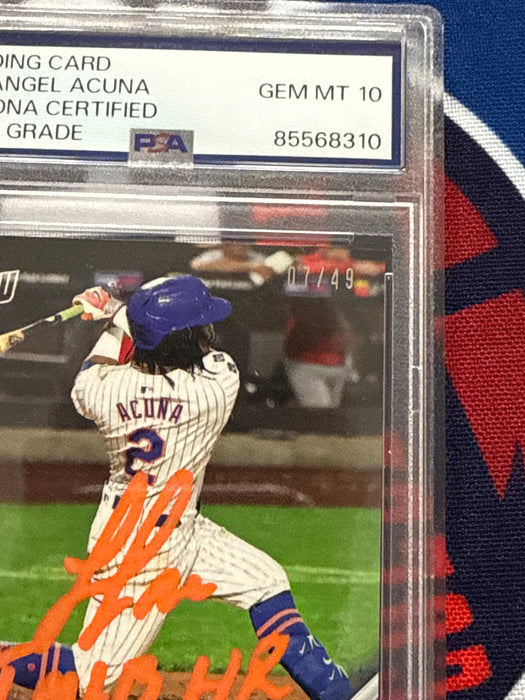 Luisangel Acuna Autographed 2024 LE 7/49 Topps Now #711 Slabbed Card Gem 10 Auto w/ 1st MLB HR (PSA Slab)
