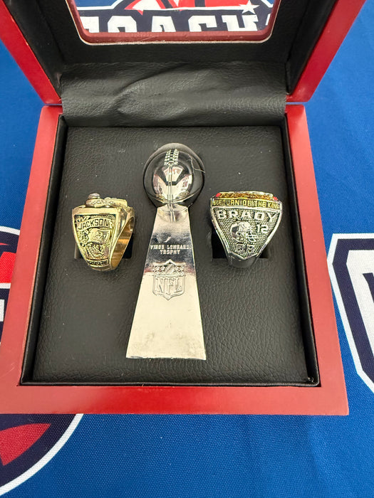 Tampa Bay Buccaneers 3pc Replica Super Bowl Ring & Lombardi Trophy Set with Display Box