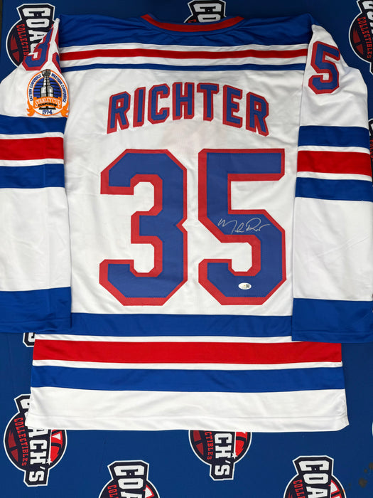 Mike Richter Autographed CUSTOM NY Rangers White Road Jersey (JSA)