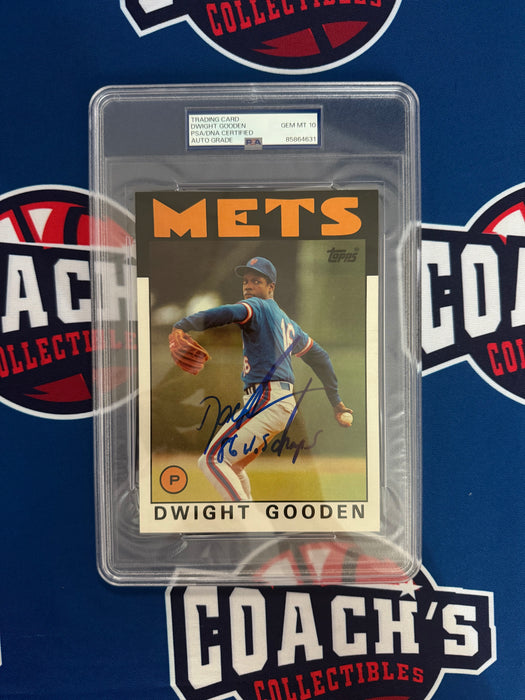 Dwight "Doc" Gooden Autographed 1986 JUMBO Topps 5x7 Card w/ 86 WS Champs Gem 10 Auto (PSA SLAB)