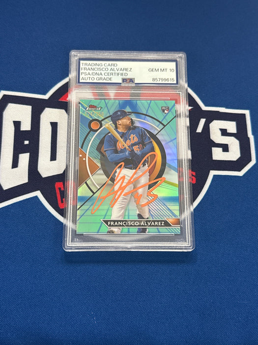 Francisco Alvarez Autographed 2023 Topps Finest Rookie Card Gem Mint 10 Auto (PSA SLAB)