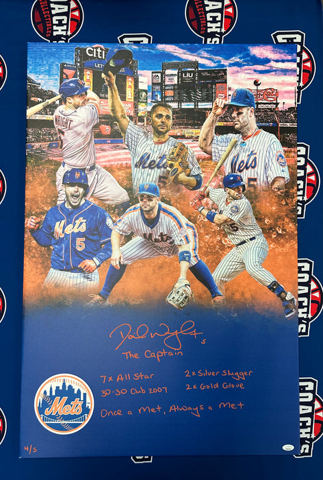 David Wright Autographed 24x36 Custom Graphic Wrapped Canvas with 6 Inscription LE 4/5 (JSA)