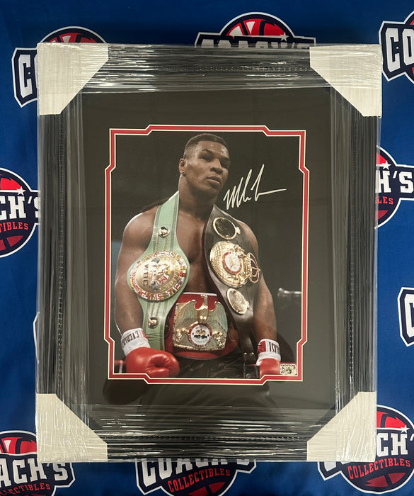 FRAMED Mike Tyson Autographed 11x14 Title Belt Photo (Fitterman Sports)