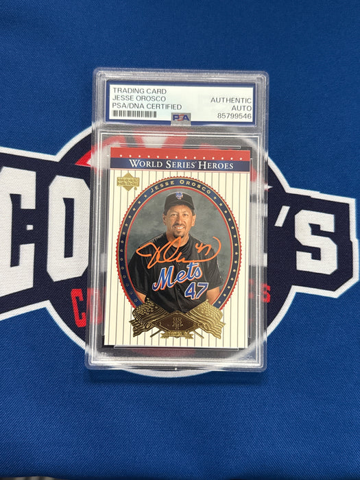 Jesse Orosco Autographed 2002 Upper Deck World Series Heroes #54 (PSA SLAB)