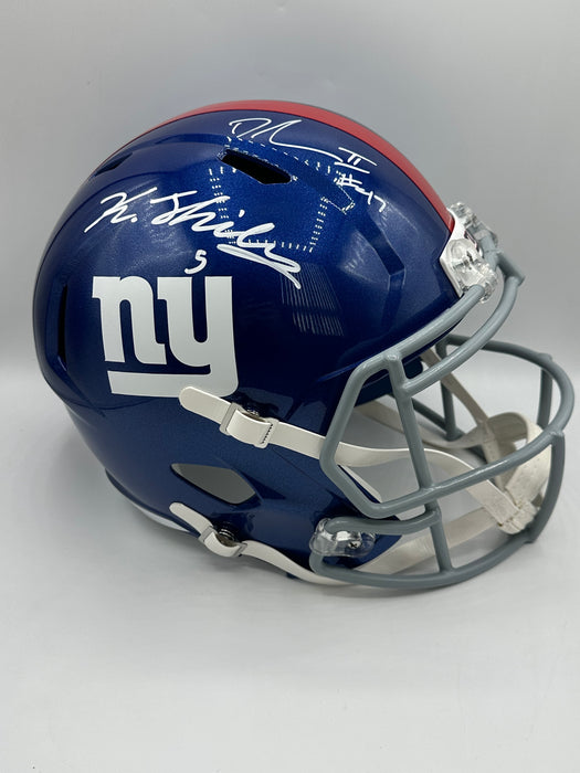 Kayvon Thibodeaux & Dexter Lawrence DUAL Autographed NY Giants Full Size Speed Replica Helmet (Beckett)