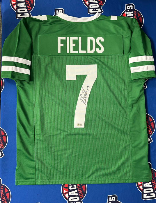 Justin Fields Autographed NY Jets CUSTOM Home Green Jersey (Beckett)
