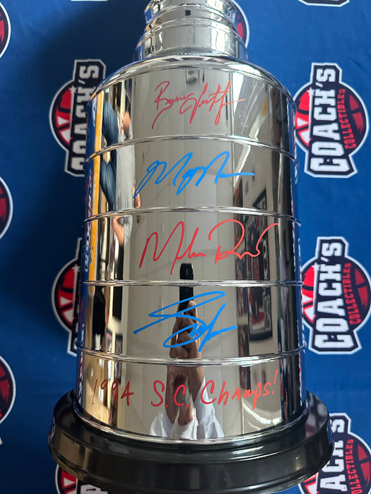 Mark Messier, Brian Leetch, Mike Richter & Adam Graves QUAD Signed Full Size 25" Stanley Cup Trophy w/ Inscr (Beckett)