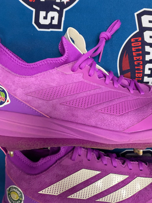 GAME USED Ronny Mauricio Autographed PAIR of Adidas Cleats w/ Game Used 2025 Inscription (JSA)