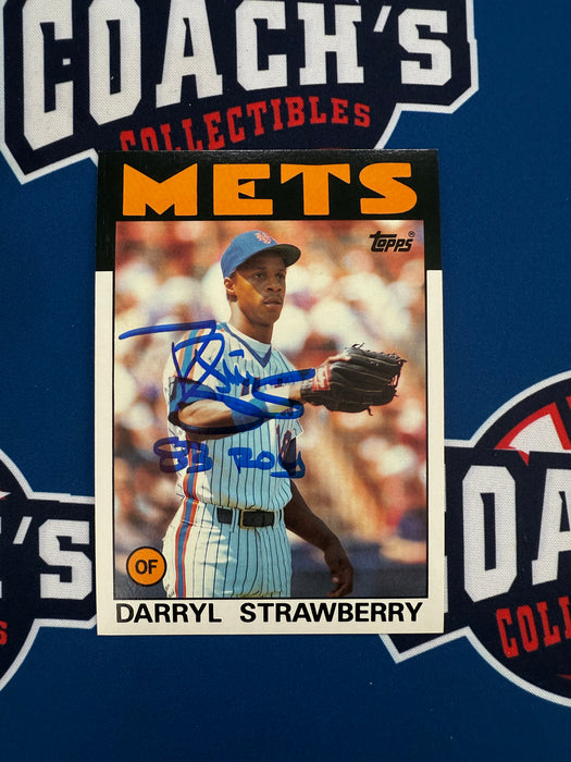 Darryl Strawberry Autographed 1986 JUMBO Topps 5x7 Card w/ 83 ROY (JSA)