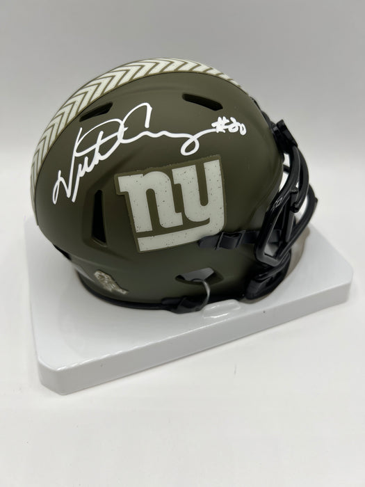 Victor Cruz Autographed NY Giants 2022 Salute to Service Mini Helmet (Beckett)