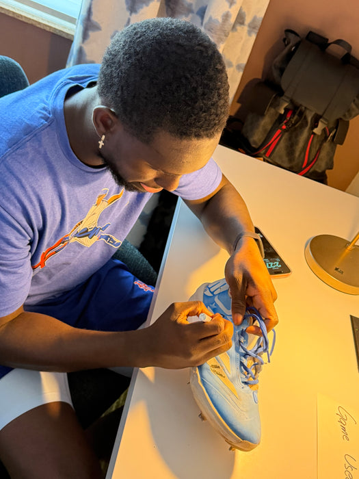 GAME USED Ronny Mauricio Autographed PAIR of Adidas Cleats w/ Game Used 2025 Inscription (JSA)