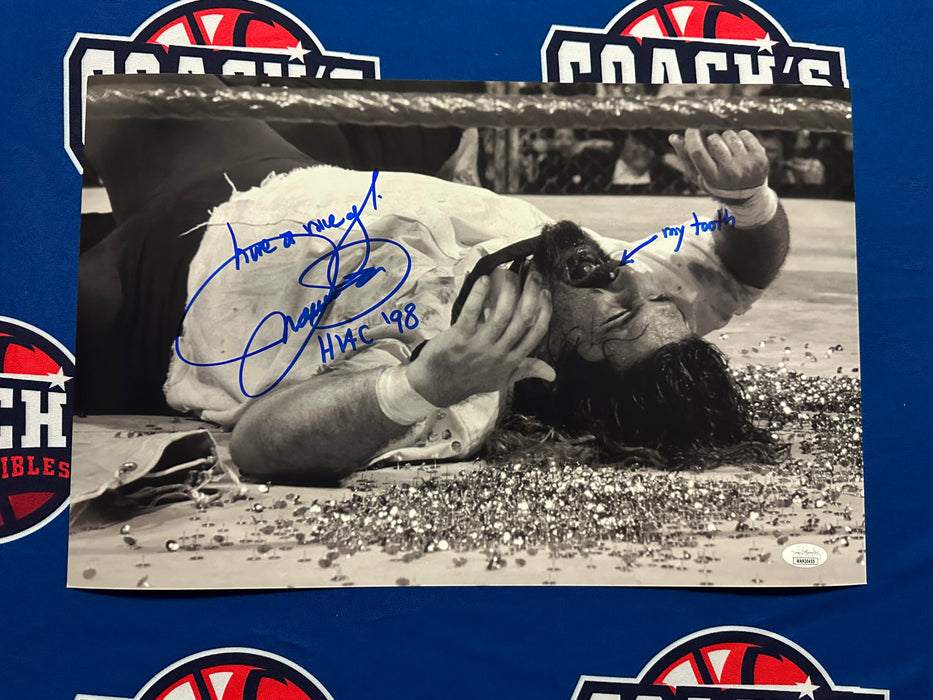 Mick Foley Autographed Mankind Tooth through Nose 11x17 Photo (JSA)