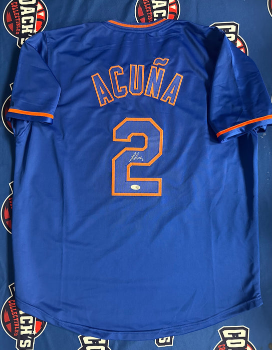 Luisangel Acuna Autographed CUSTOM NY Mets Blue Alternate Jersey (JSA)