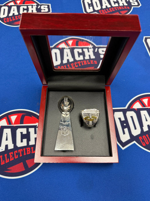 Denver Broncos 2pc Replica Super Bowl Ring & Trophy with Display Box