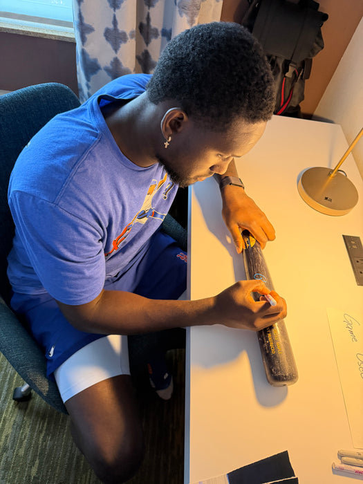 Ronny Mauricio Autographed GAME USED Bat from 2025 Season w/ Inscr (JSA)