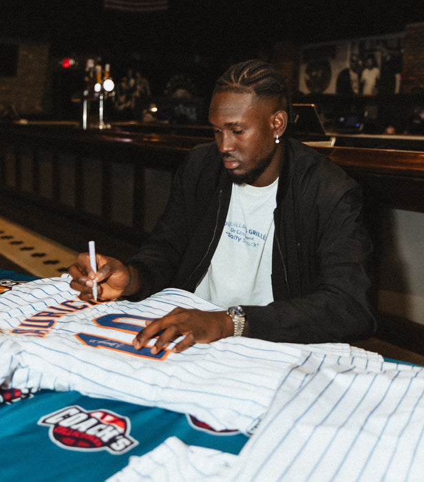 Ronny Mauricio Autographed CUSTOM NY Mets Pinstripe Jersey (JSA)