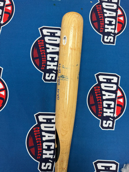 Ronny Mauricio Autographed GAME USED Bat from 2025 Season w/ Inscr (JSA)