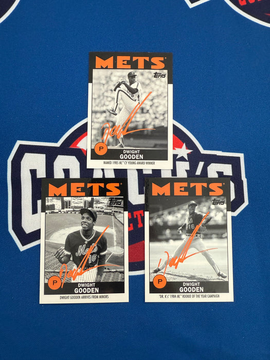 Set of THREE Dwight "Doc" Gooden Autographed 2021 Topps Once Upon a Time in Queens Special Set Card (GTP)