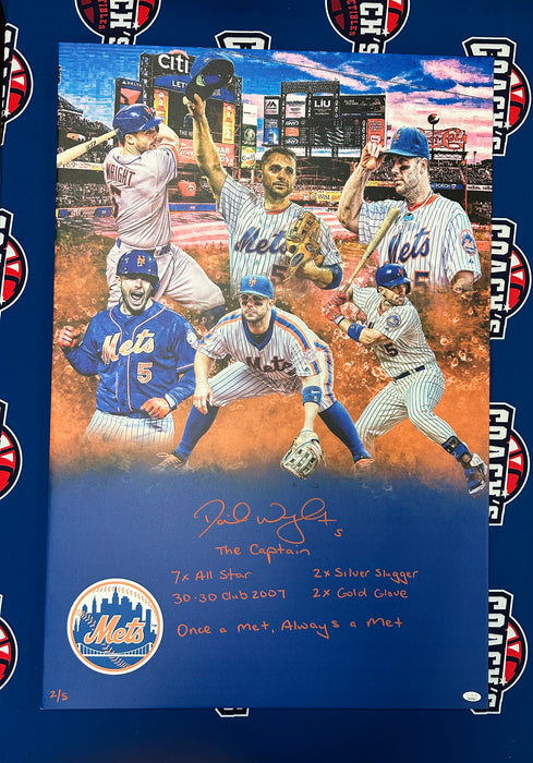 David Wright Autographed 24x36 Custom Graphic Wrapped Canvas with 6 Inscription LE 2/5 (JSA)