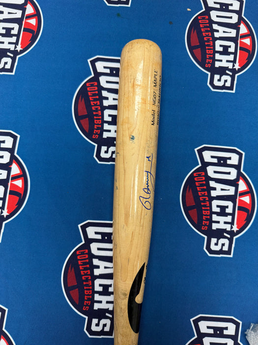 Ronny Mauricio Autographed GAME USED Bat from 2025 Season w/ Inscr (JSA)