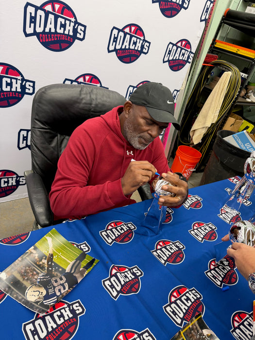 Lawrence Taylor Autographed 13" Replica Super Bowl Trophy w/ Engraved SB XXI & XXV Stats (JSA)